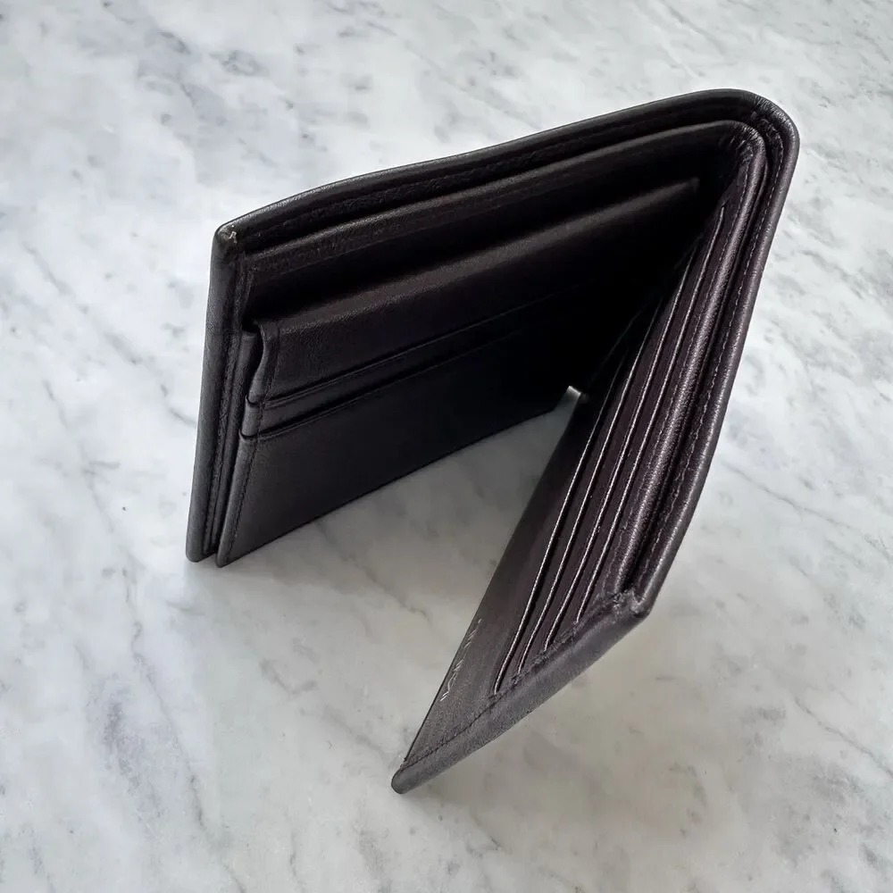 Tumi Dark Brown Leather Bi-Fold Men’s Wallet with Removable ID Card Sleeve